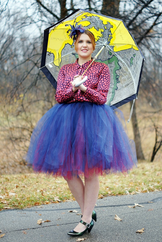 Winnipeg Fashion Blog, Canadian Fashion Blog, Dalia Collection navy red coral heart print blouse top, princessdoodlebeans Etsy wine burgundy navy tutu tulle skirt, Juicy Couture world map Juicy Island clear birdcage rain umbrella, Jacques Vert cobalt blue coral feather flower fascinator headband, Betsy Johnson pink yellow gold heart crystal stretch ring, Joan Rivers pink heart enamel earrings, Jessica Simpson metallic evergreen maryjane heels pumps